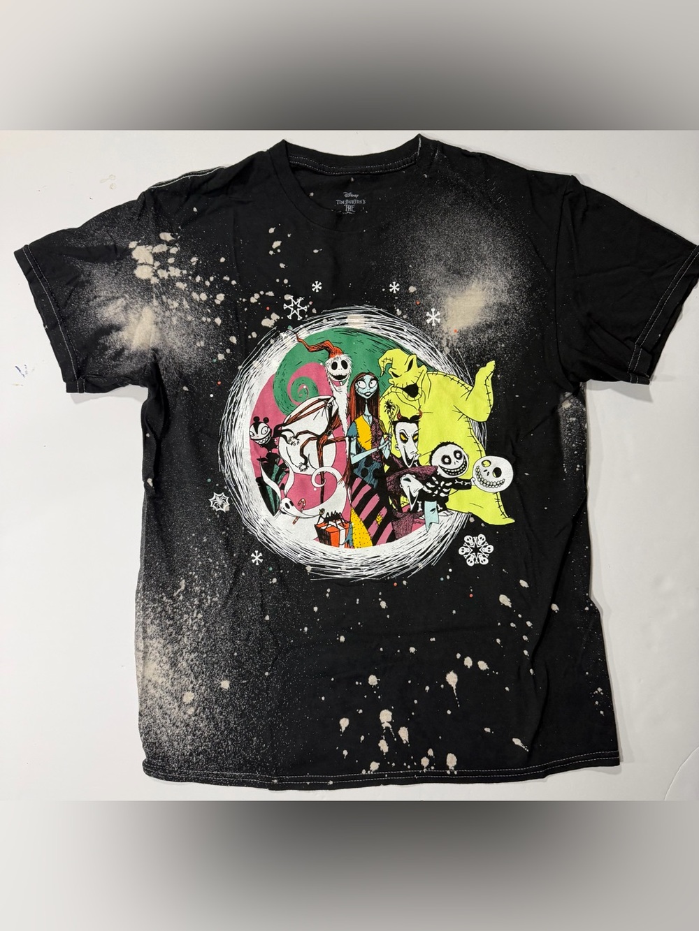 Disney Black Short-Sleeve Kids Tee with Neon Character Graphic